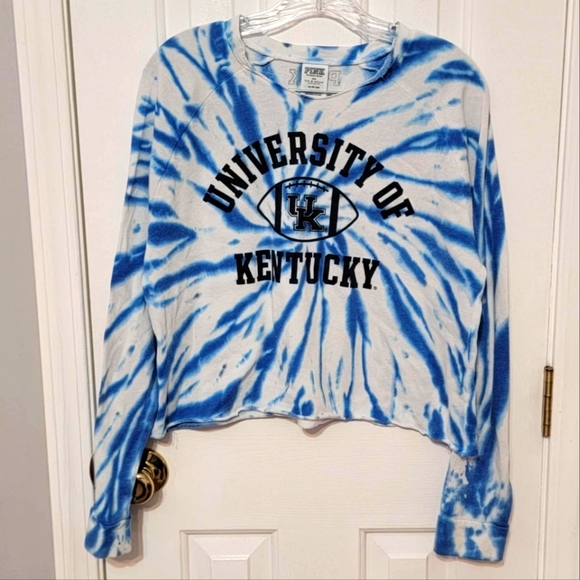 Victoria’s Secret PINK Womens Tie Dye University Of Kentucky Sweatshirt Blue XS - Picture 1 of 4